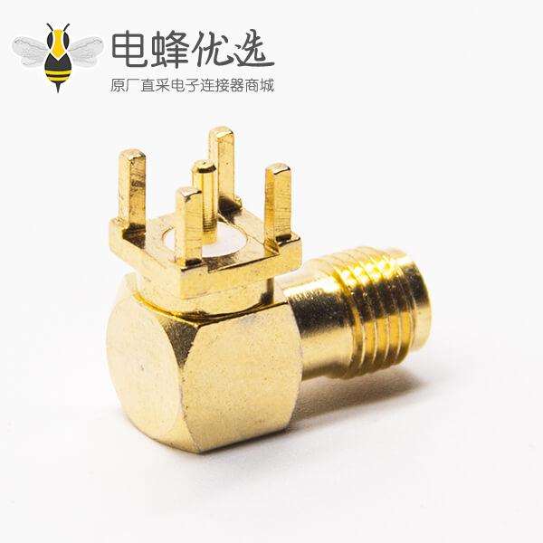 同轴SMA接头母头连接器弯式插孔接PCB板镀金