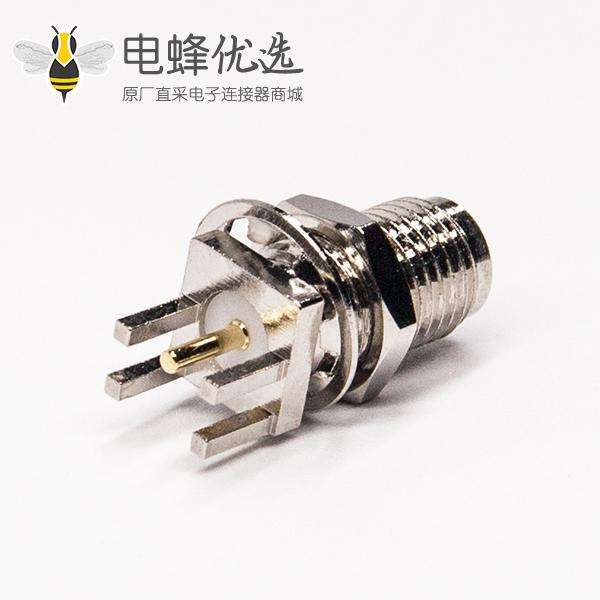 sma母头穿墙射频连接器直式180度镀金/镀镍卡板式接PCB板