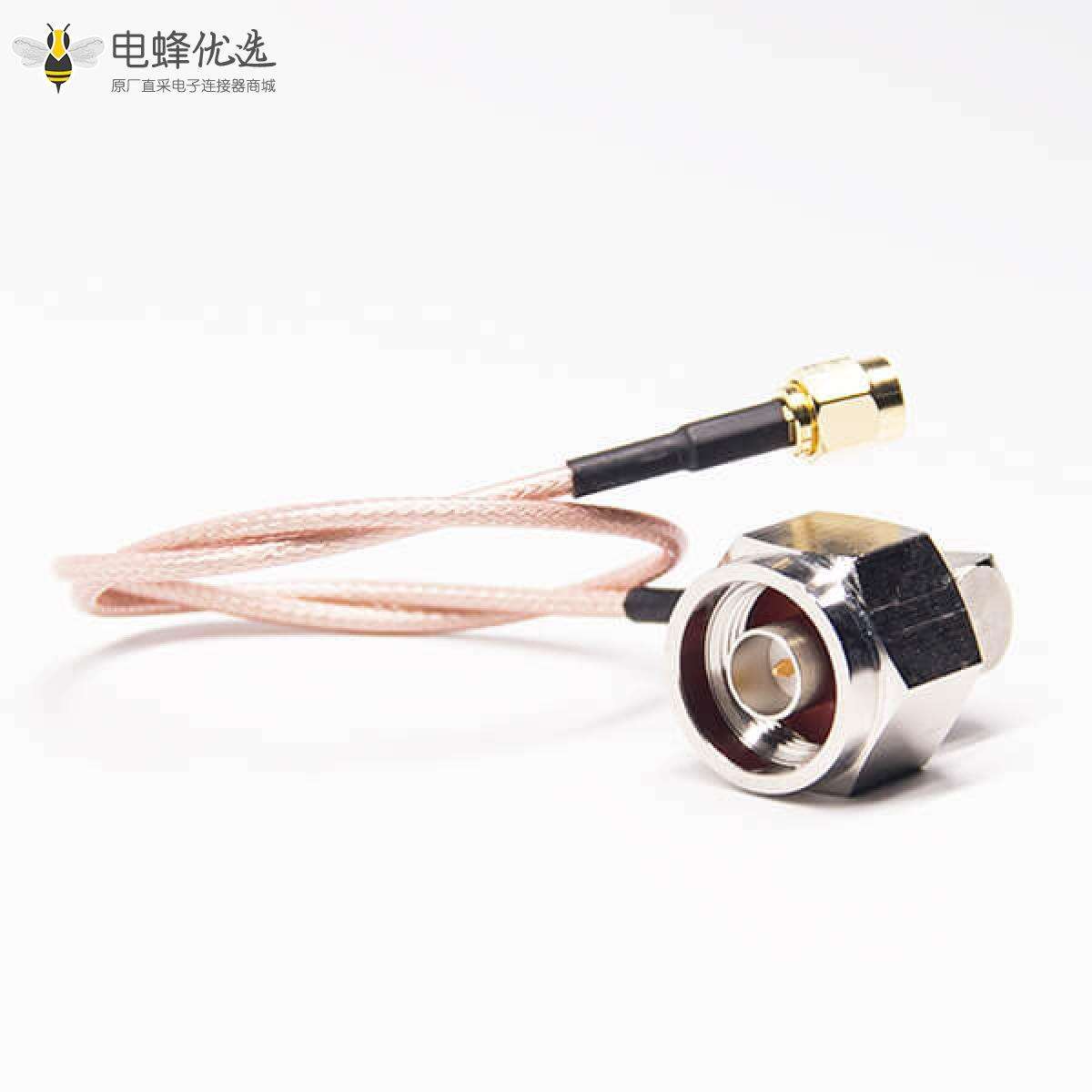 六角N头弯式90度公头同轴线转SMA直式镀金公头