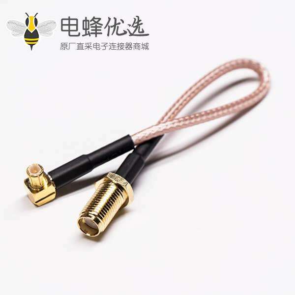 SMA弯头射频线转MCX公头弯头90度同轴线缆