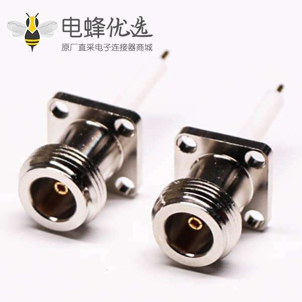 N型法兰接头直式母头四孔法兰面板安装