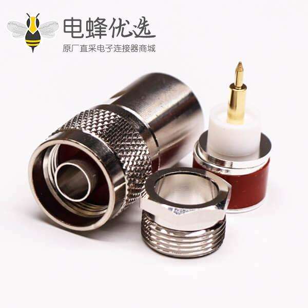 rf射频同轴连接器直式公头180度螺母锁紧式接线