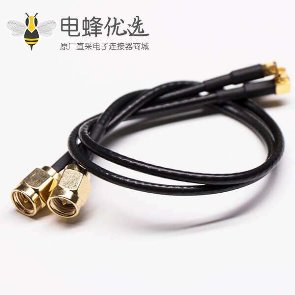 射频同轴线SMA直式公头转MCX弯式公头