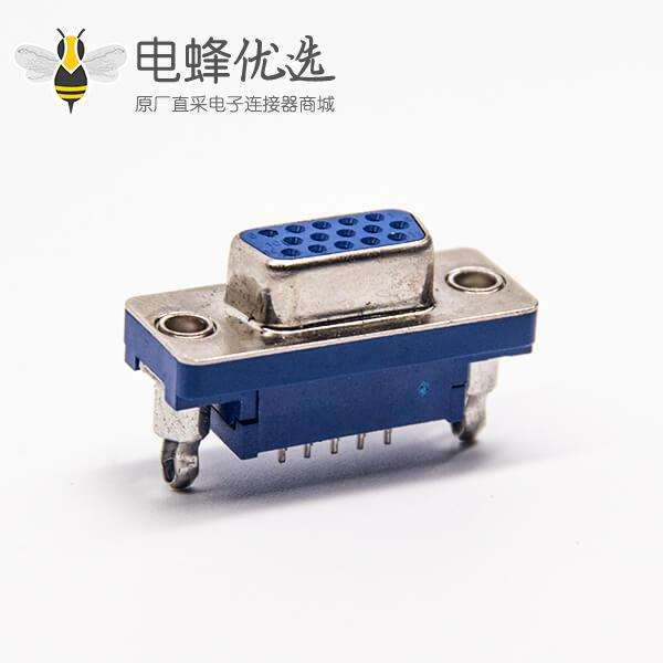 15针d-sub接口母头180度连接器蓝色胶芯插PCB板