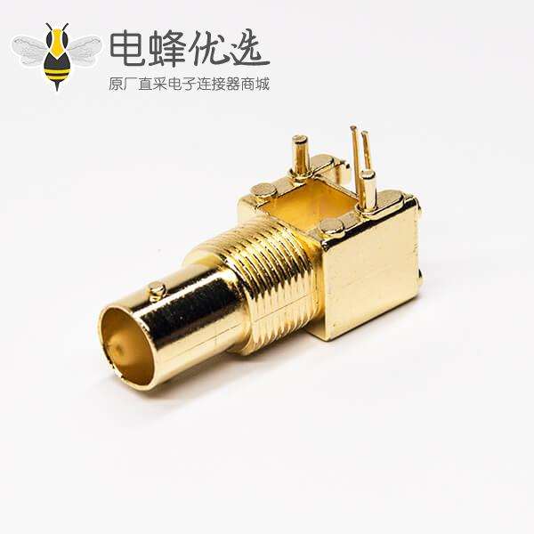 bnc弯头接头母座镀金穿墙面板安装式插PCB板