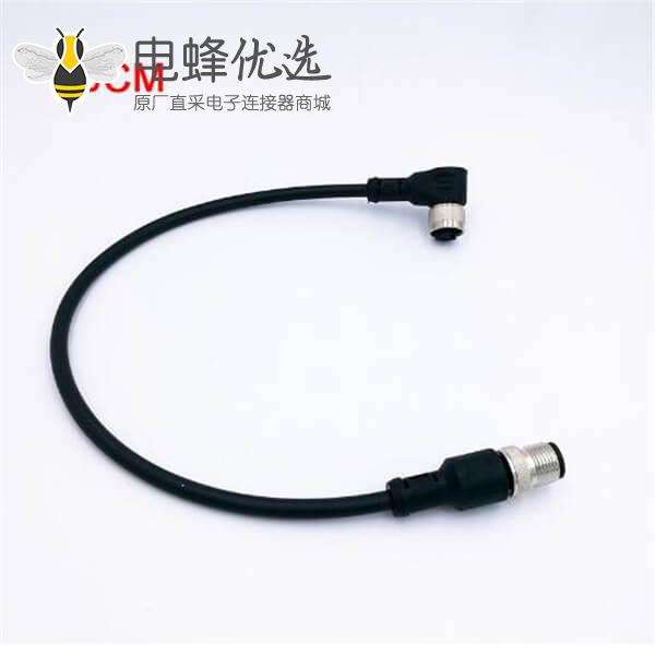 航空插头M12-4P注塑带线双头防水连接器带线1M