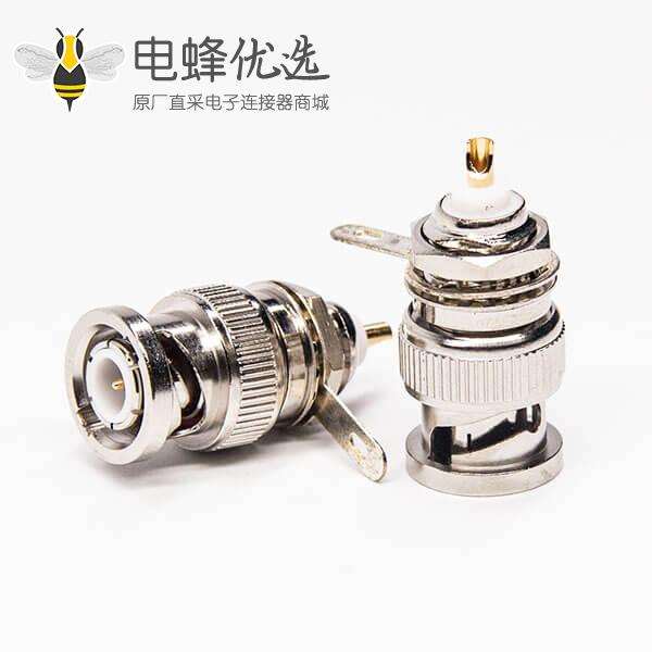 bnc公头焊线直式连接器后锁穿墙焊接式接同轴线缆