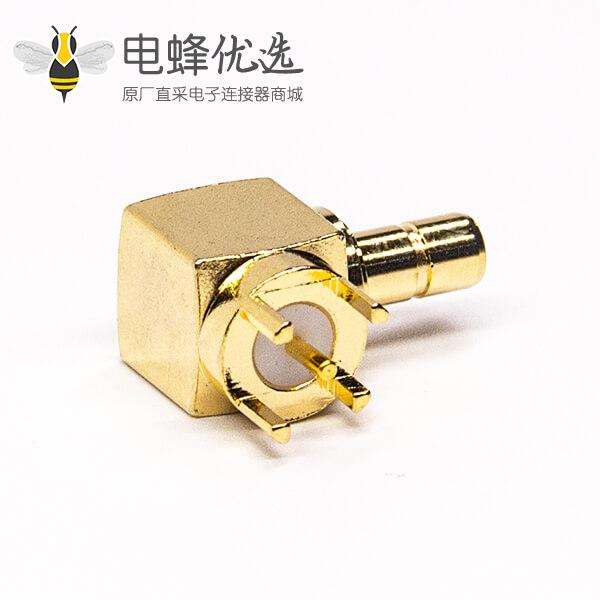 smb同轴连接器弯式镀金公头插板接PCB板