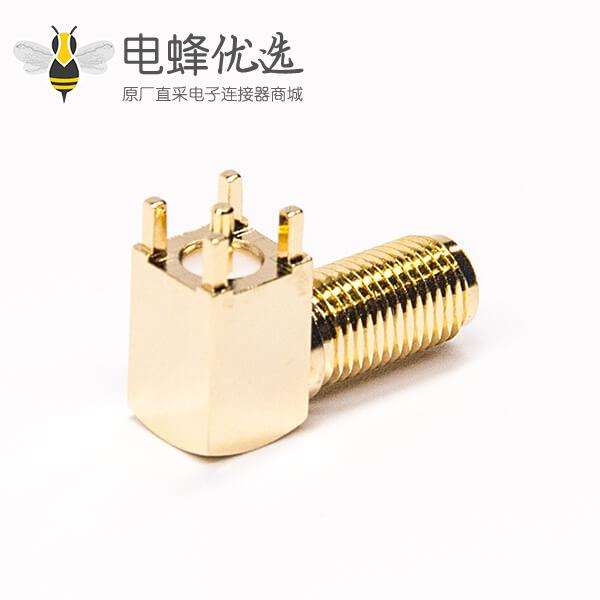 sma头连接器弯式母头90度穿孔式接PCB板