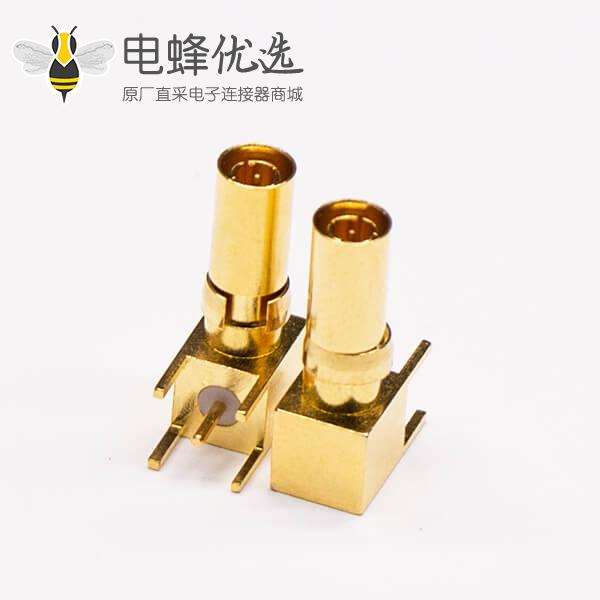 DIN 1.0/2.3公头弯式镀金穿孔式接PCB板