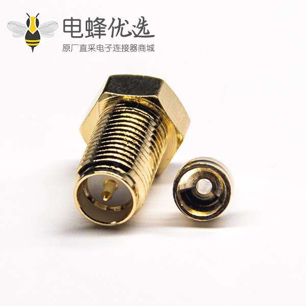 反极母头SMA连接器直式镀金压接焊接式接1.37/1.13/0.81线