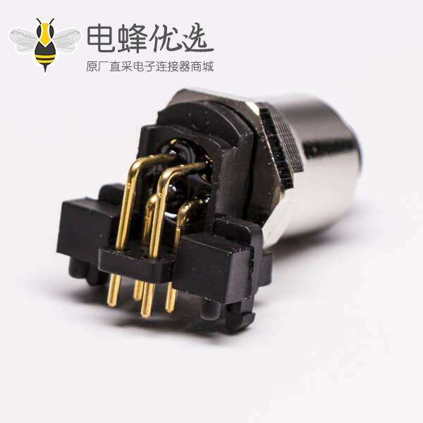 M12四芯接头A型板端弯头插板母座子防水传感器