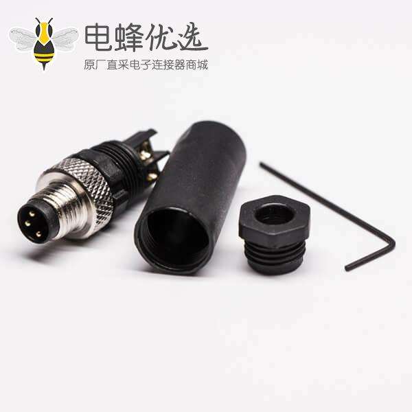 M8航空插头连接器圆形3芯A型组装式接线公插头工业连接器