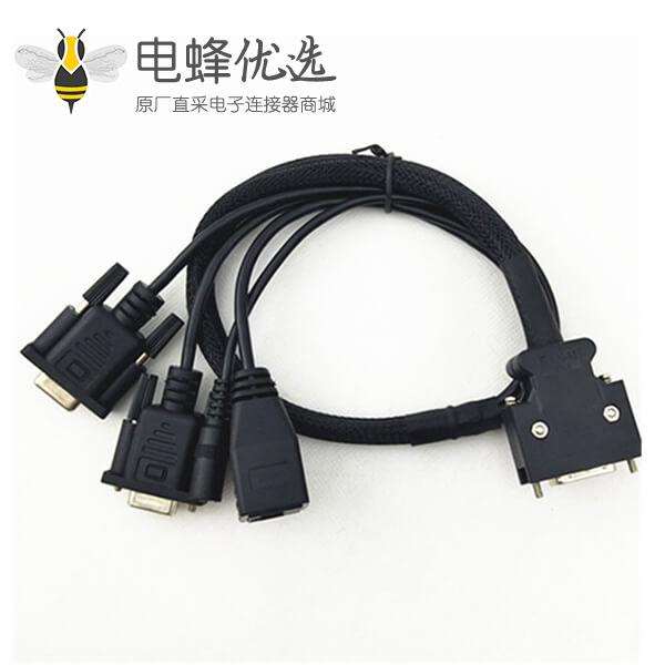 高品质SCSI 26P公转RJ45母 DB9母 DC5521母 1分4 高端连接线