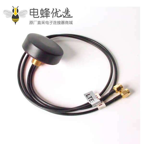 圆板型2G/3G/4G LTE 组合天线接直式SMA 公头黑色线规RG174 线长3米