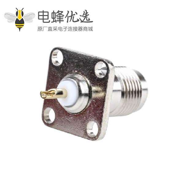 TNC连接器4孔法兰母头直型50&Omega;面板安装隔板配件焊接端子
