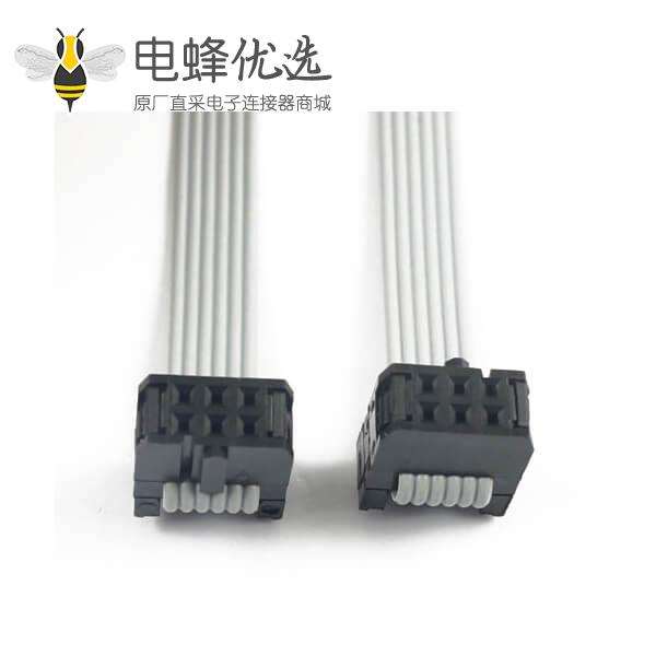 &nbsp;2.54mm间距排线2x3Pin6针6线IDC扁平带状电缆长度40cm连接器