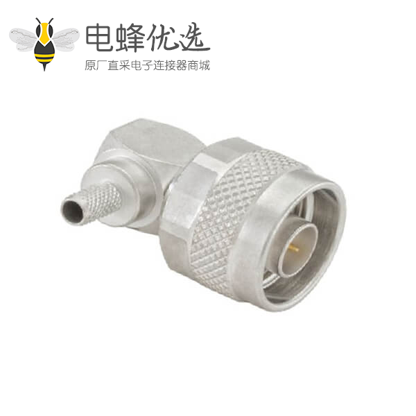N型连接器插头50&Omega;直角电缆安装压接焊接端子11GHz接线柔性线
