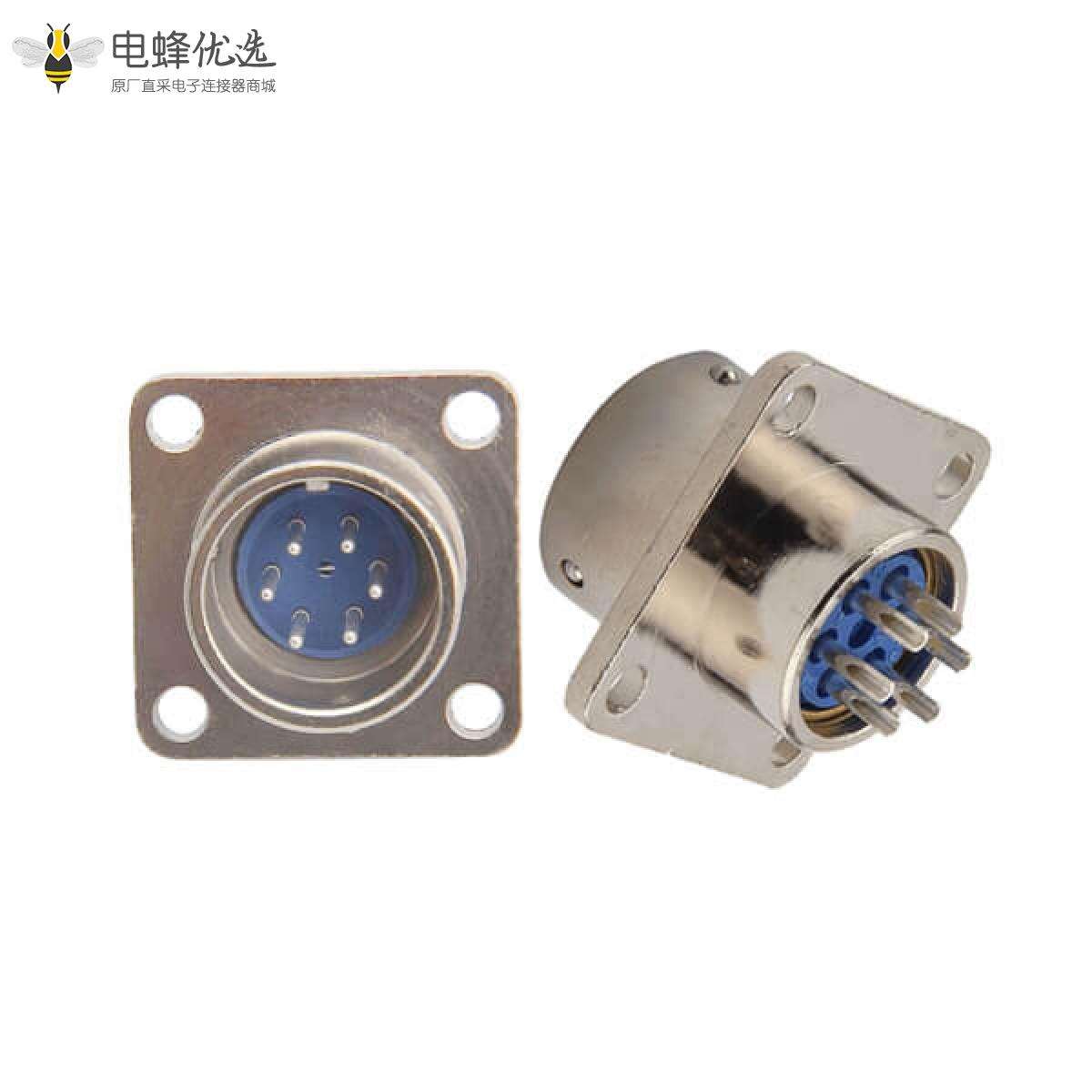 圆形连接器6芯 XS16 公头焊板方形座子