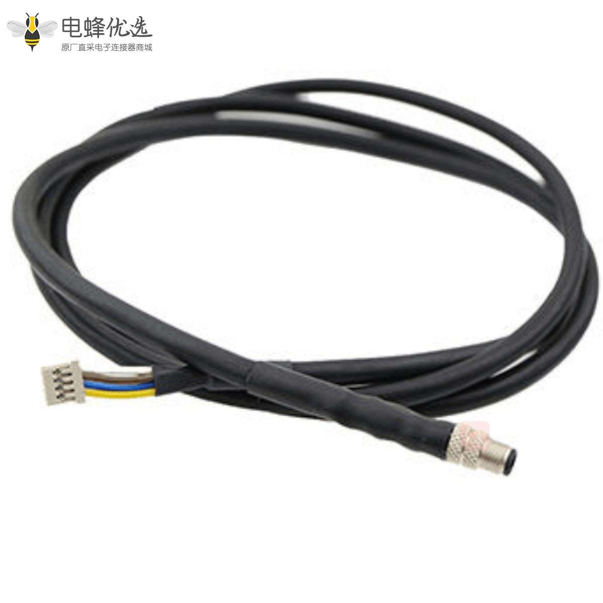 M5转端子线防水M5 4芯公插头转Molex端子接50CM 26AWG线