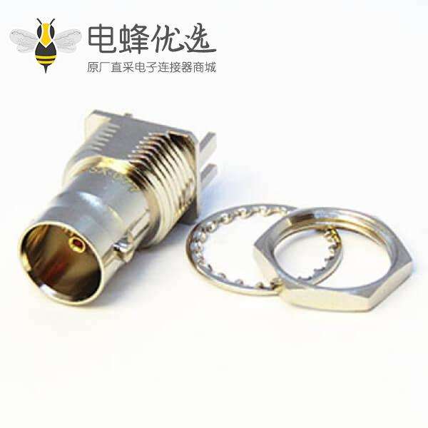HD-BNC接口直式母头连接器穿墙式接PCB板镀镍1.6mm