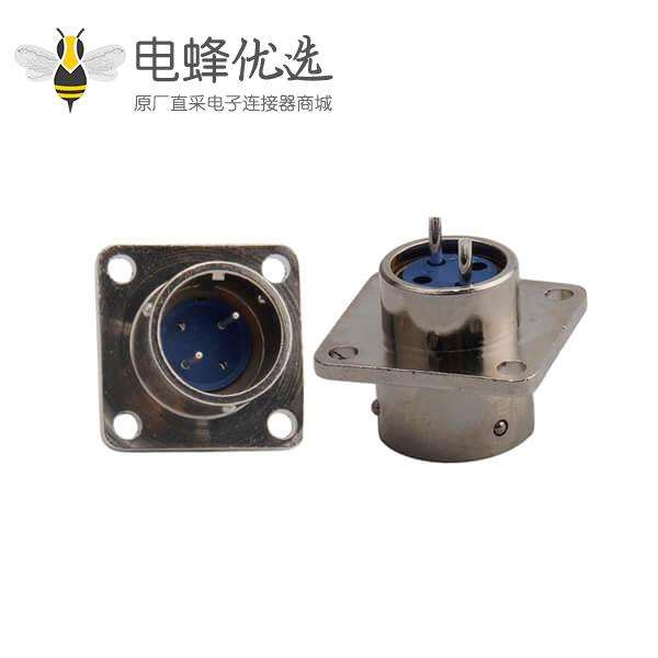 XS16 2芯方形接头公头面板安装圆形连接器