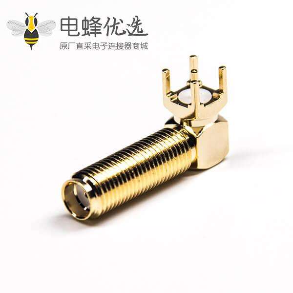 弯式接头sma加长螺纹母头插板面板安装插PCB板