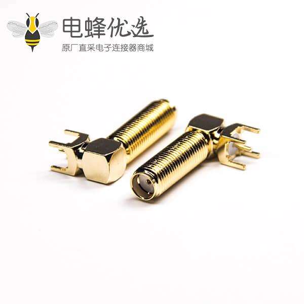 弯式接头sma加长螺纹母头插板面板安装插PCB板