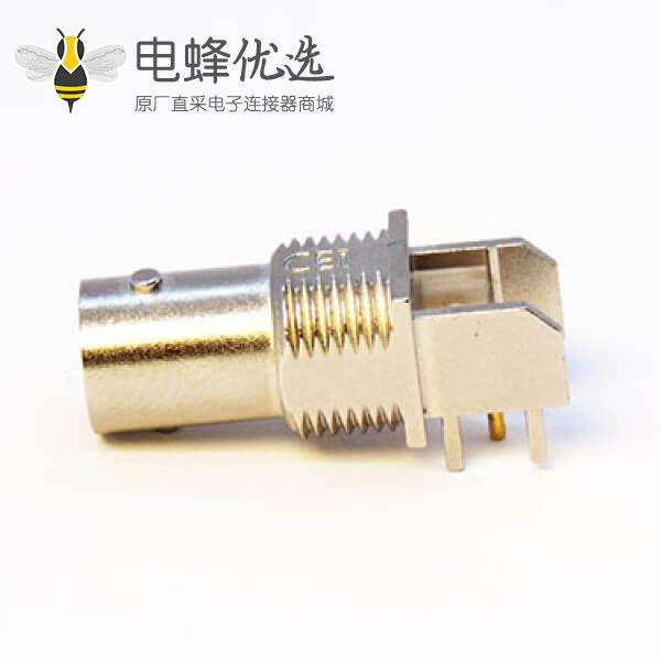 弯式穿墙BNC连接器母头PCB插板式穿墙8mm厚度75欧姆镀镍