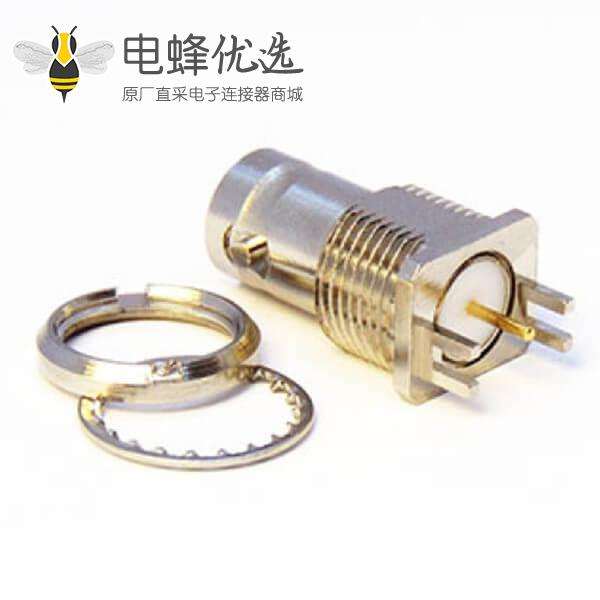 直式卡板BNC接头母头连接器穿墙75欧姆接PCB板2.4mm镀镍