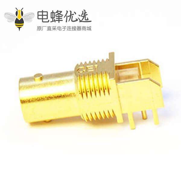 BNC母接头弯式连接器 插板式接PCB板8mm
