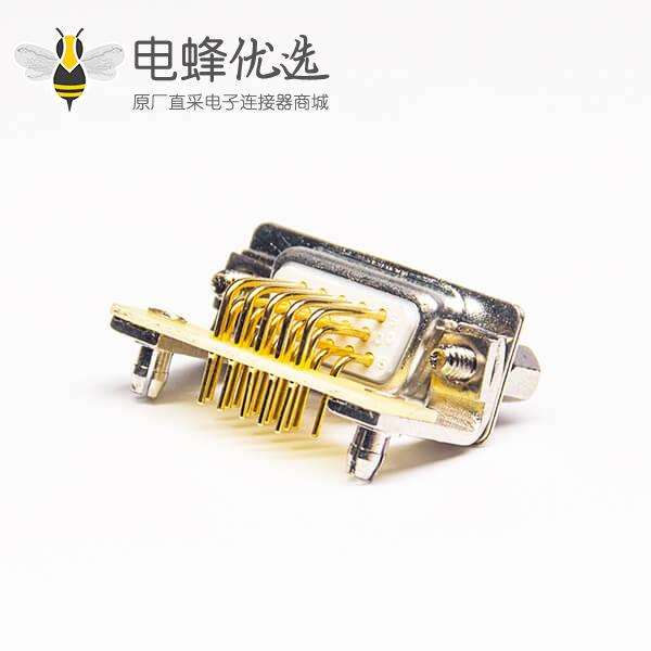 高密度15pin d-sub连接器弯式插PCB板铆锁连接
