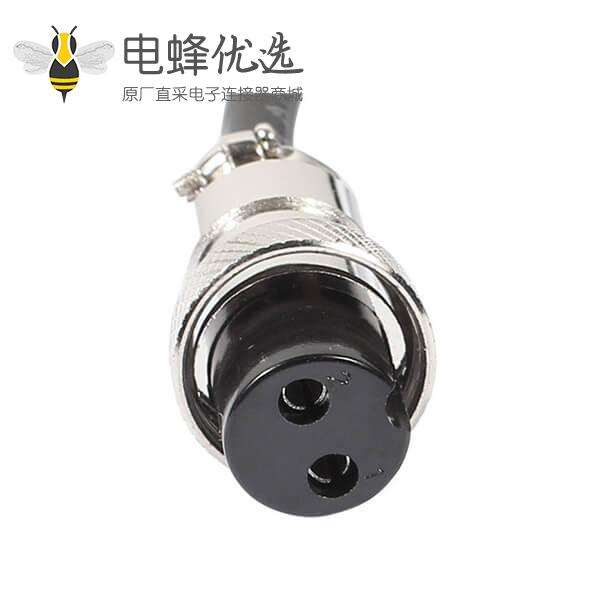 2芯公转母航空头连接线GX16公母对接现场组装插头电缆线1M