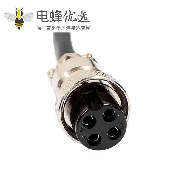 4芯单边线GX16母头航空插头延长线1M