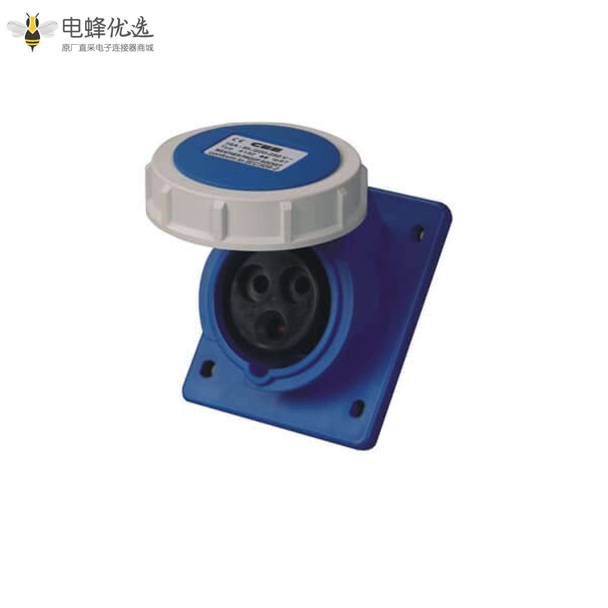 工业暗装斜座 32A 3芯 IP67防水