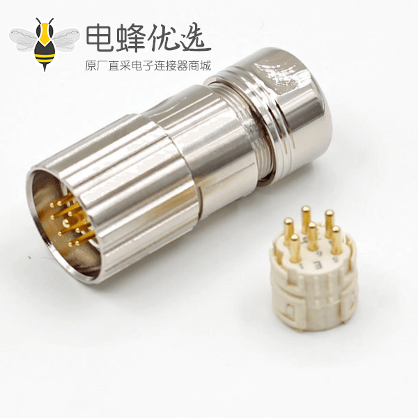 M23信号连接器9芯公插头压接插头20A 300V