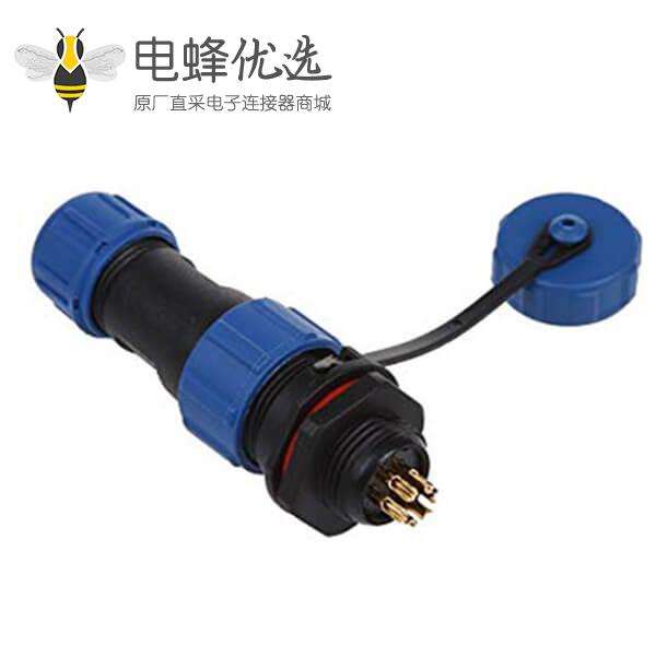 防水塑胶航空插头SP17蓝色IP68 5芯
