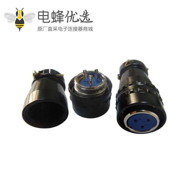 16mm 卡口螺口连接器XS16 3芯螺纹航空插座