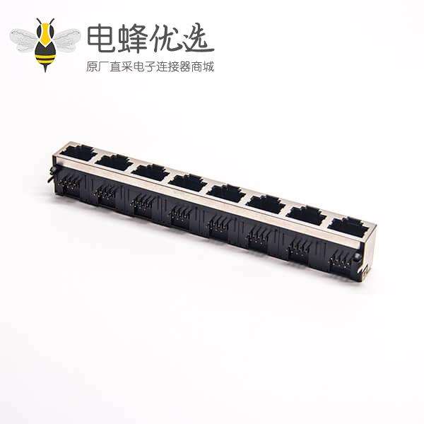 RJ45以太网口PCB90度弯头带屏蔽不带灯插PCB板