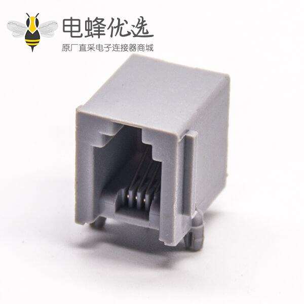 RJ9 4p4c弯式以太网连接器全塑不带屏蔽接口插板