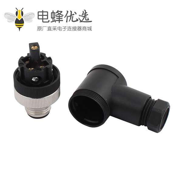 M12 5芯弯头塑料装配式公头10PCS