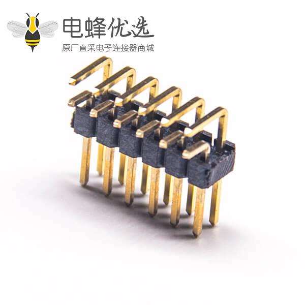 弯脚排针双排间距2.54mm插孔2X6 pin镀金10pcs