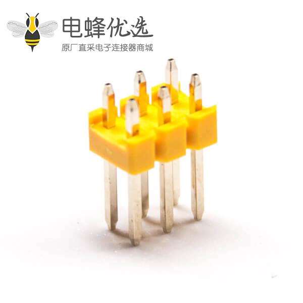 双列排针180度黄色塑胶6Pin插板2.54mm间距10pcs