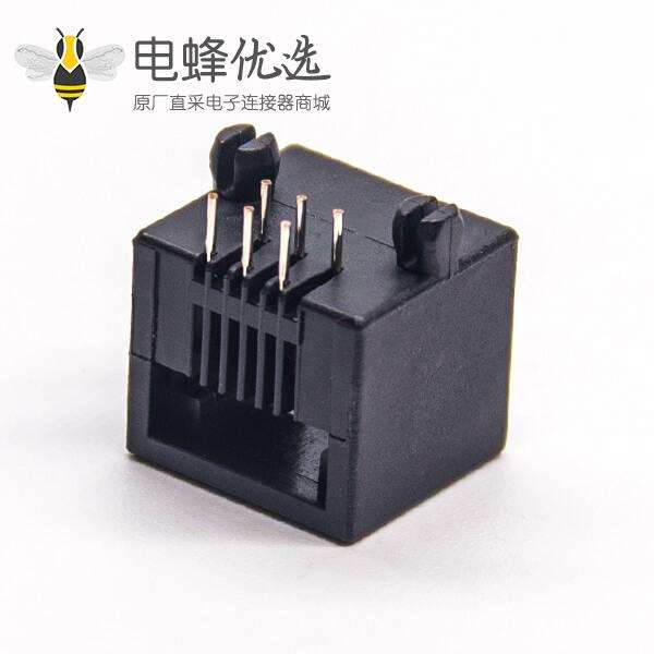 rj12 6p6c母头黑色塑胶外壳弯式网络接口不带屏蔽插板