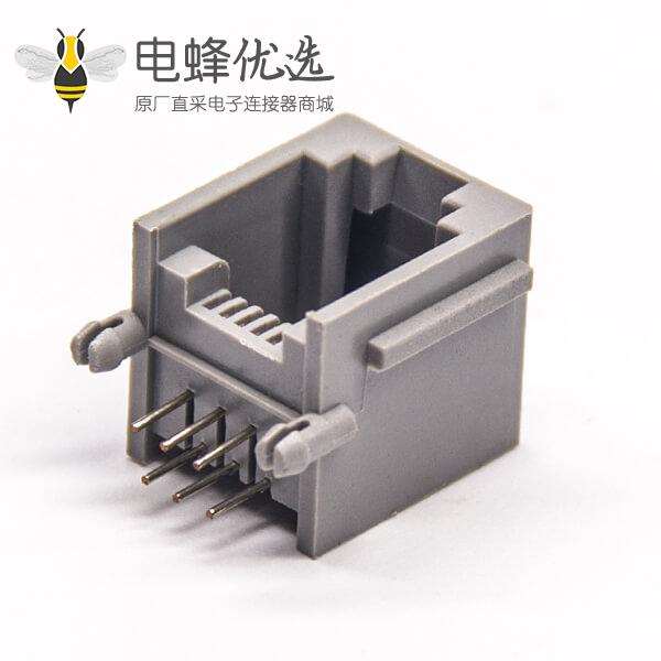 rj12端口弯式全塑不带屏蔽网络端口插PCB板