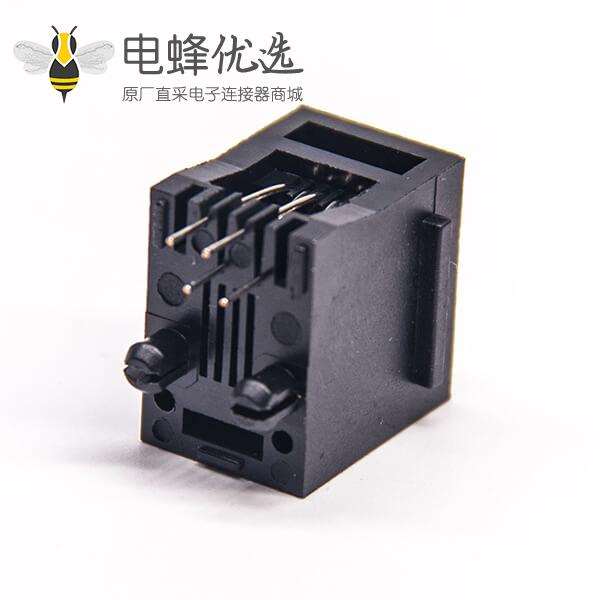 RJ9插座4P4c黑色塑胶壳不带屏蔽式以太网接口