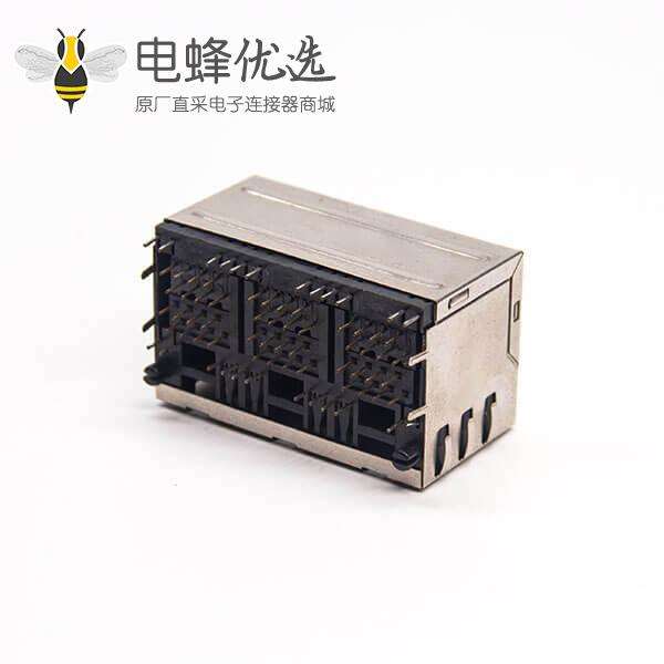 2x3 rj45连接器弯头带屏蔽全包式插板带弹片接PCB板