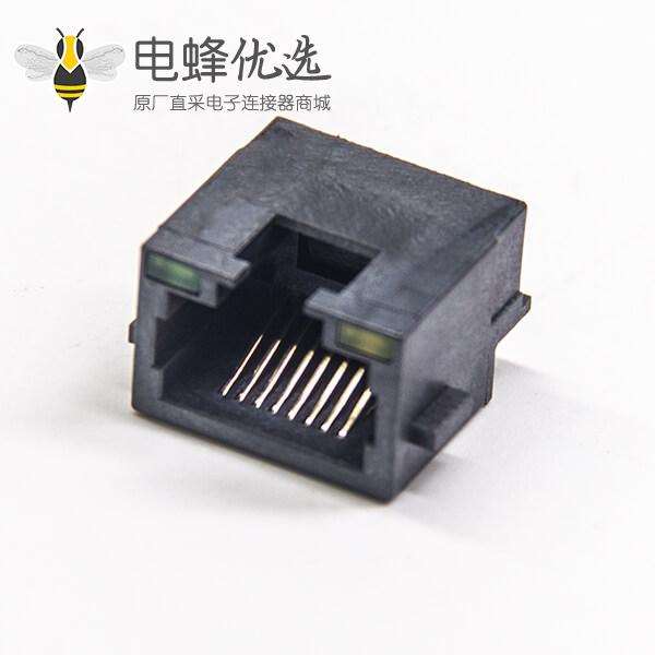 rj45带灯插座全塑弯式8p8c插件不带屏蔽穿孔式