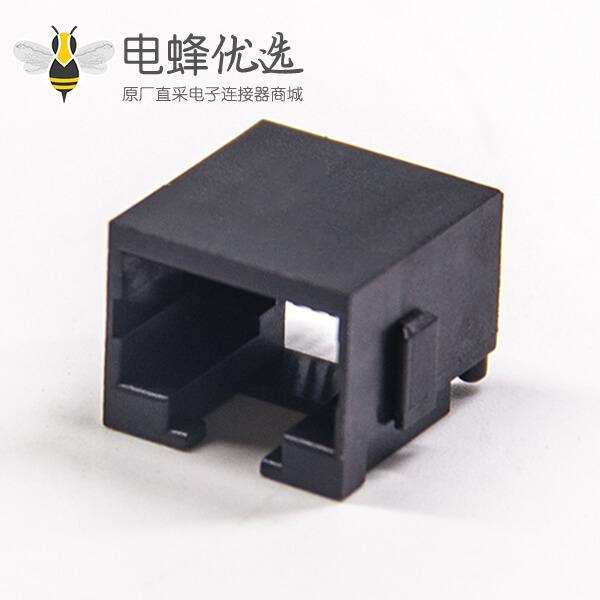 RJ45沉板式180&ordm;黑色塑料外壳不带灯不带弹片网络连接器