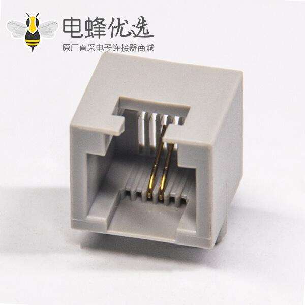 rj11连接器6p2c弯式全塑插pcb板网络模块化连接器